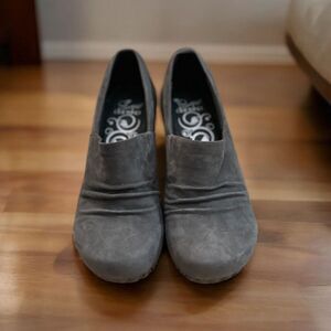 Dansko Gray Heels with Suede Finish and Pleated Detail